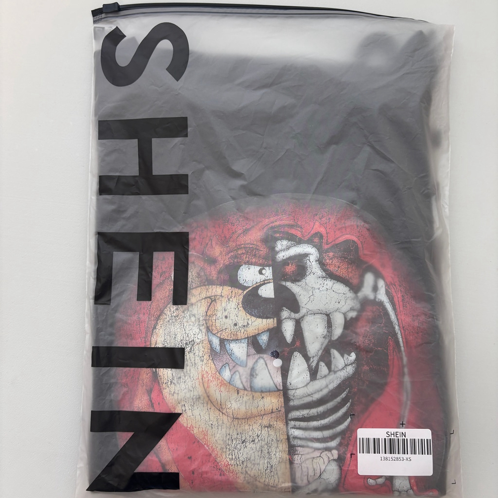 SHEIN Men's XS Looney Tunes Taz X-Ray Half Skeleton Black Graphic T-Shirt NIB - Picture 4 of 4